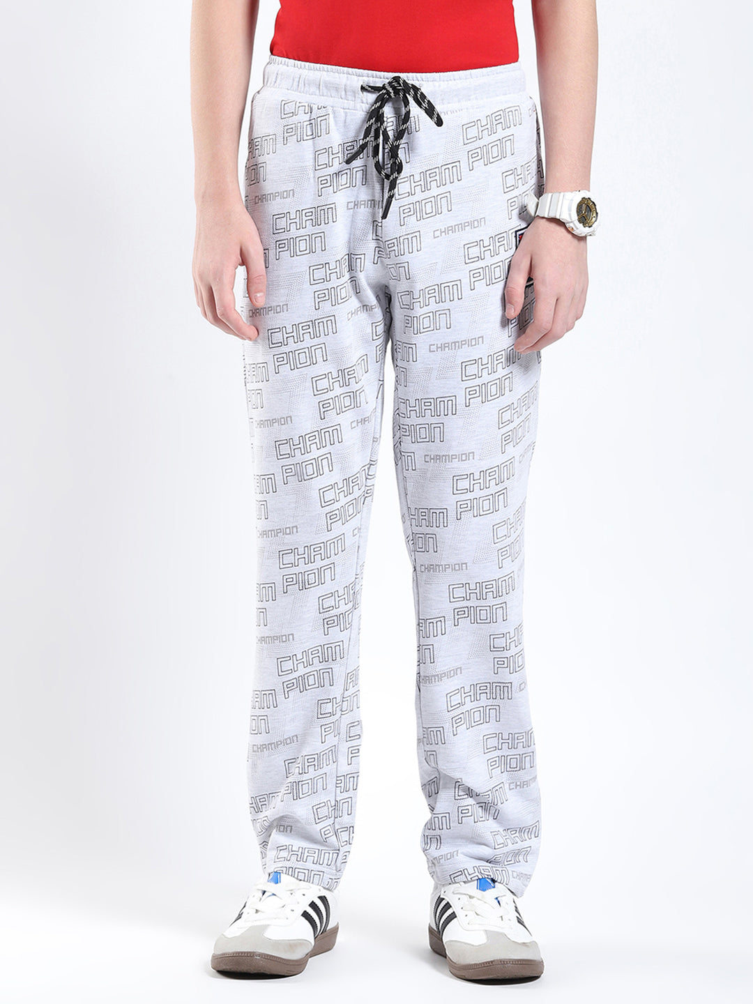 Boys Grey Printed Regular Fit Lower