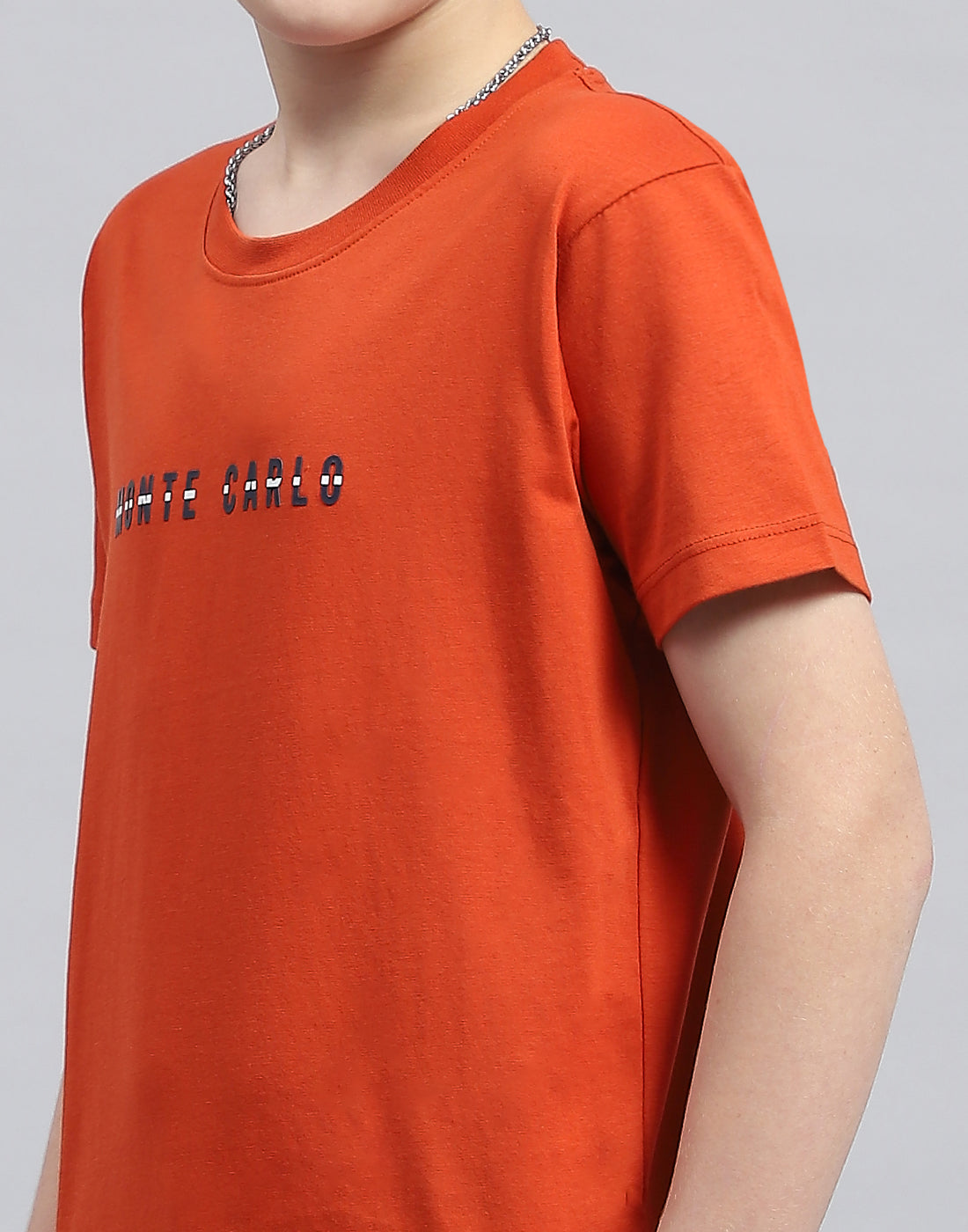 Boys Rust Printed Round Neck Half Sleeve T-Shirt