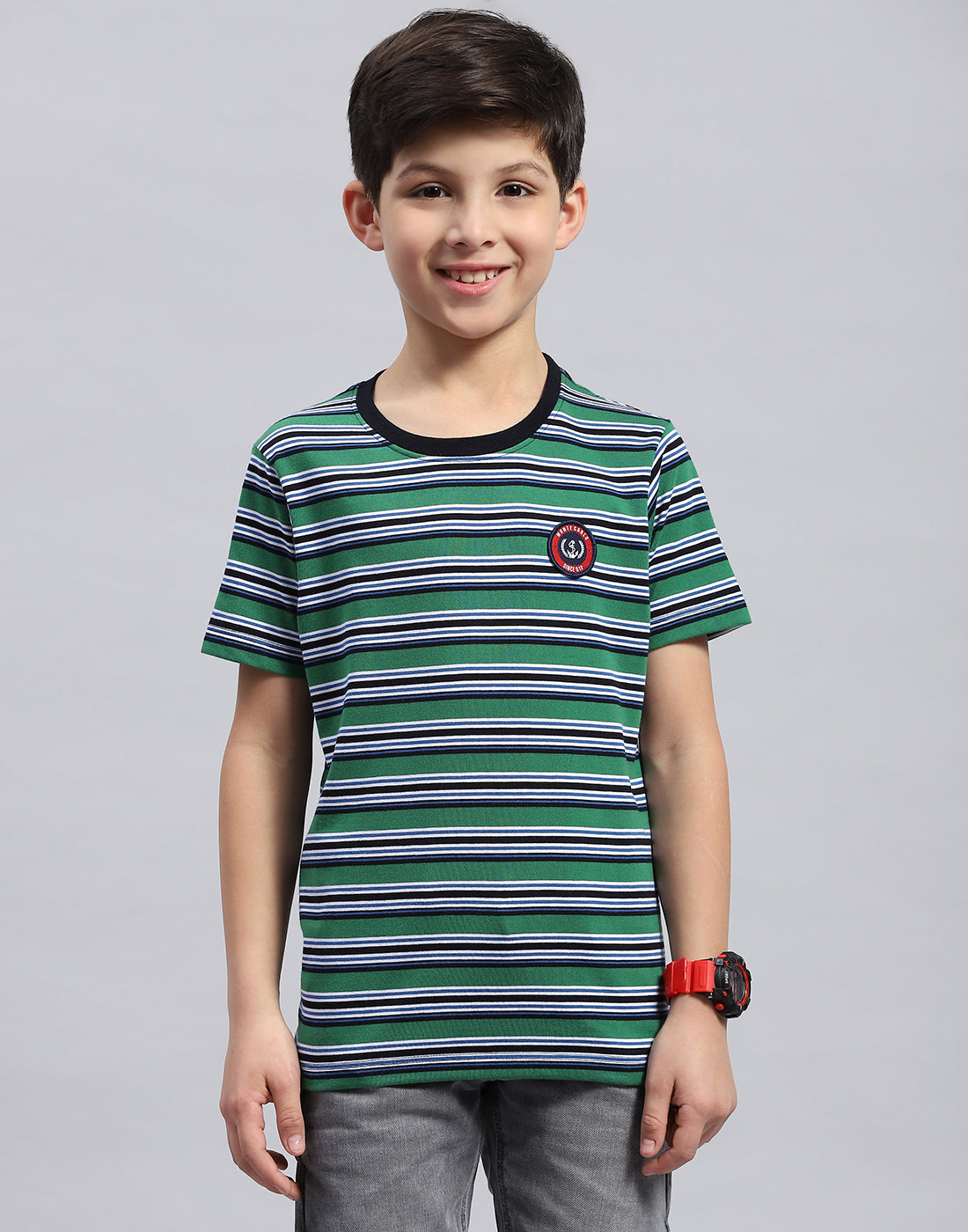 Boys Multi Color Printed Round Neck Half Sleeve T-Shirt
