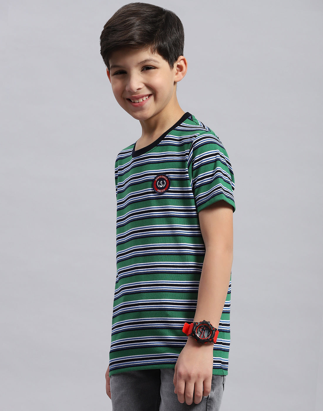 Boys Multi Color Printed Round Neck Half Sleeve T-Shirt