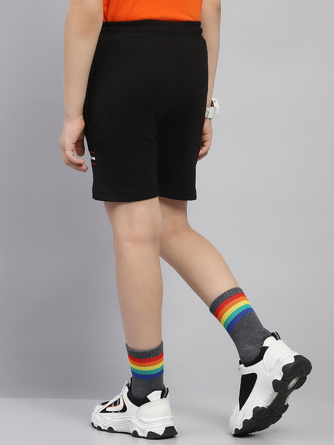 Boys Black Printed Regular Fit Bermuda