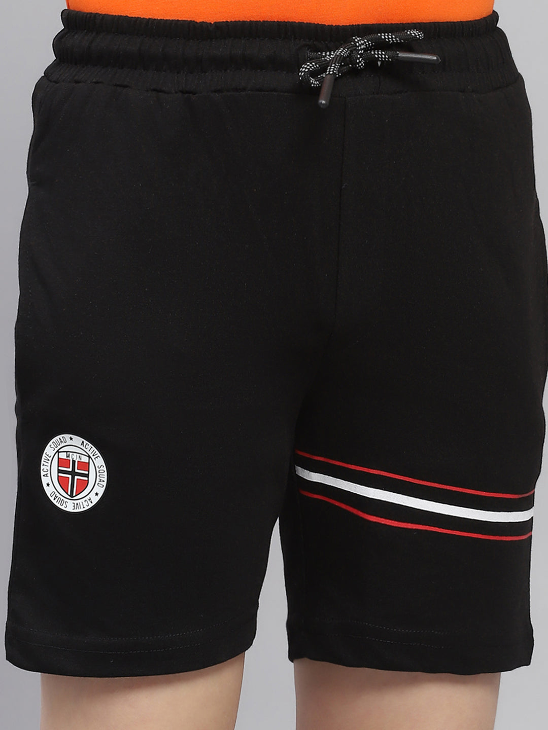 Boys Black Printed Regular Fit Bermuda