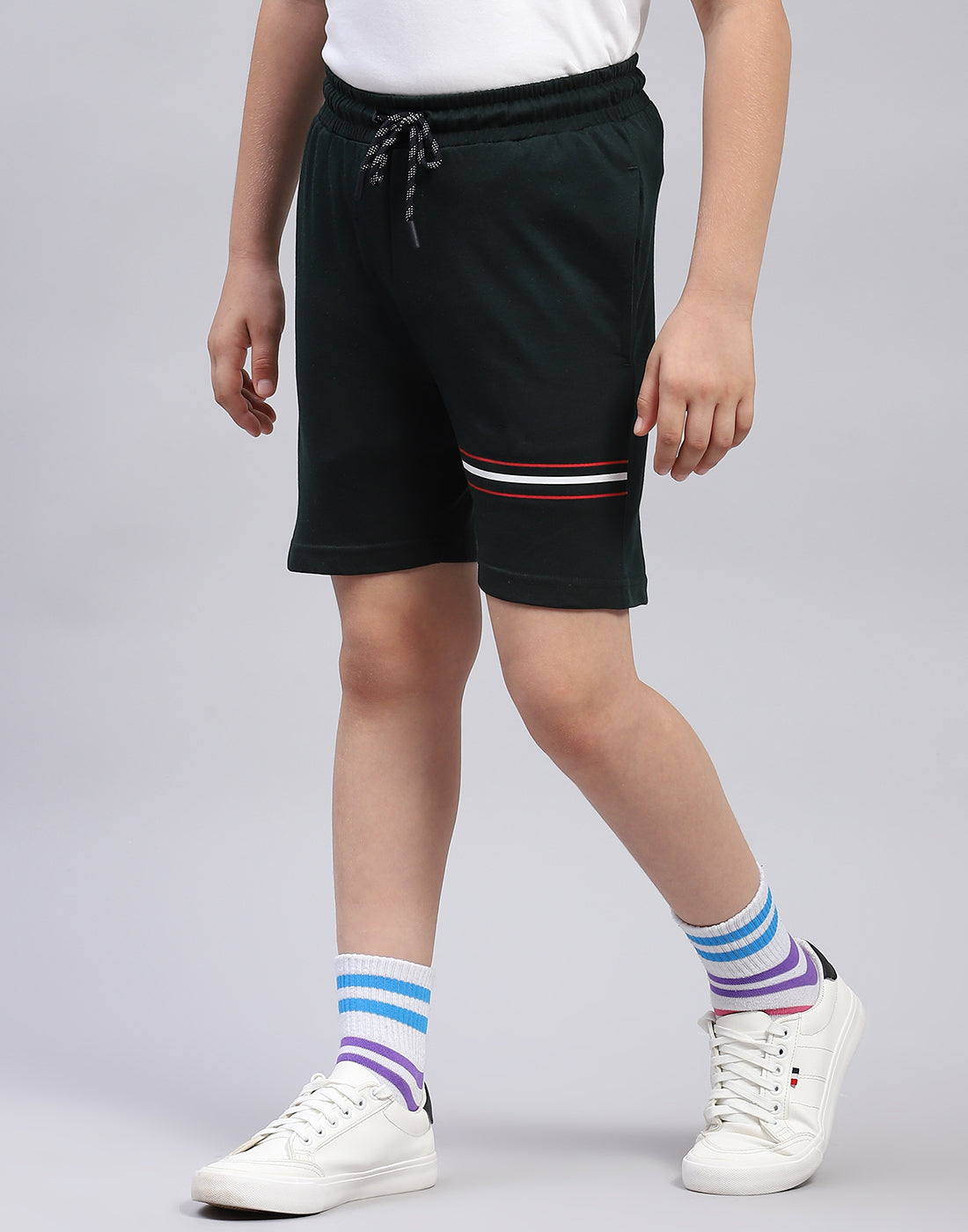 Boys Bottle Green Printed Regular Fit Bermuda