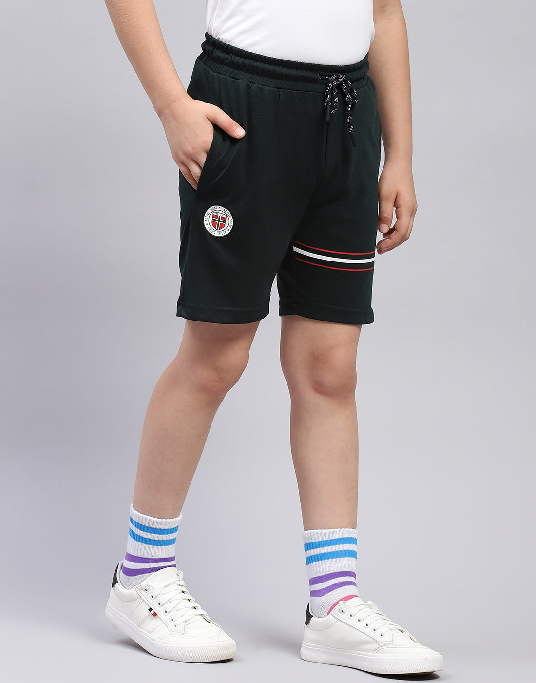 Boys Bottle Green Printed Regular Fit Bermuda