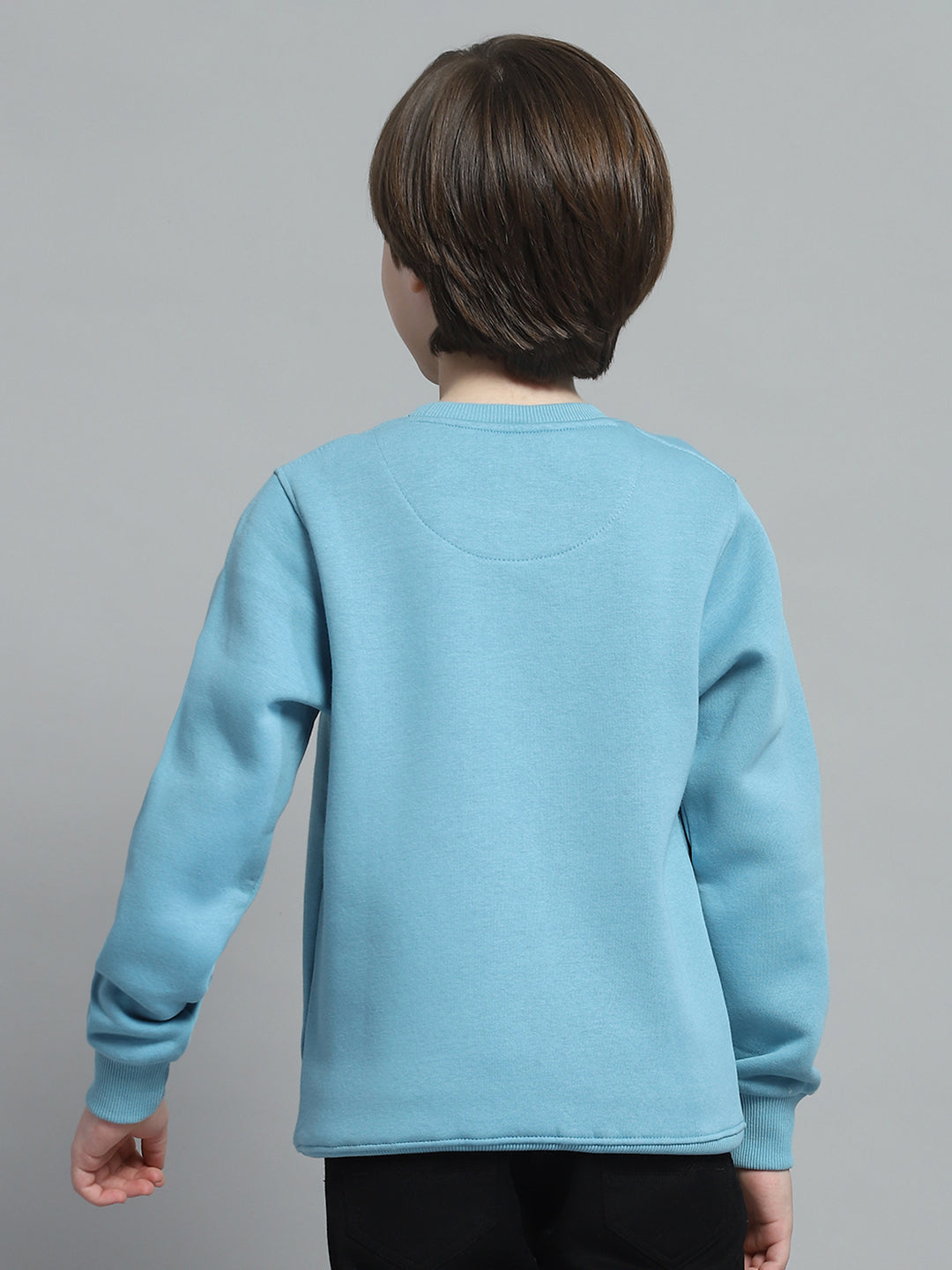 Boys Blue Printed Round Neck Full Sleeve Sweatshirt