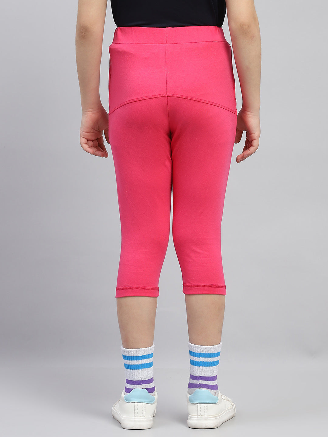 Girls Pink Solid Regular Fit Capri