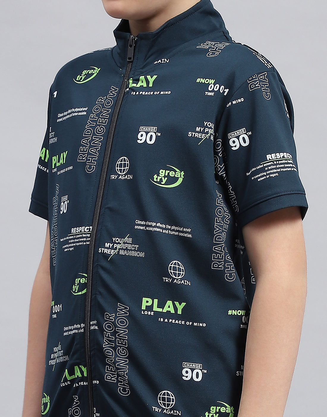 Boys Teal Blue & White Printed Round Neck Half Sleeve T-Shirt (Pack of 2)