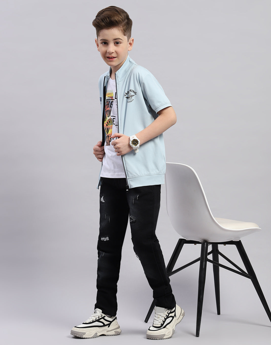 Boys White Printed Round Neck Half Sleeve T-Shirt (Pack of 2)