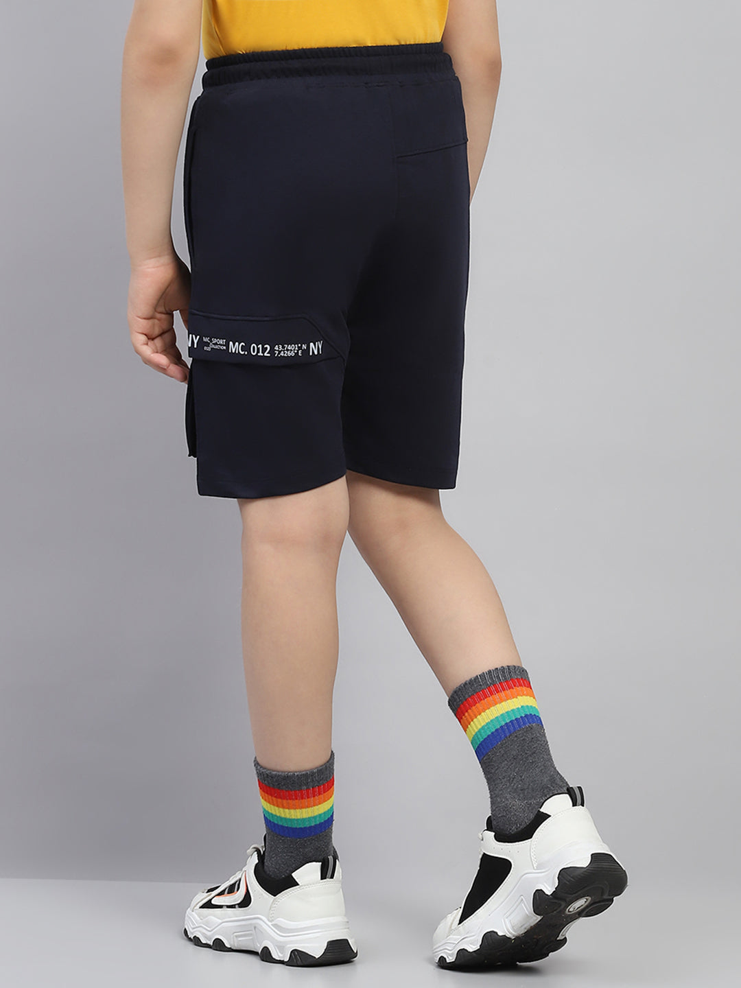Boys Navy Blue Printed Bermuda