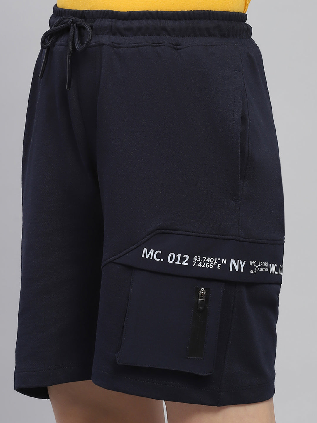 Boys Navy Blue Printed Bermuda