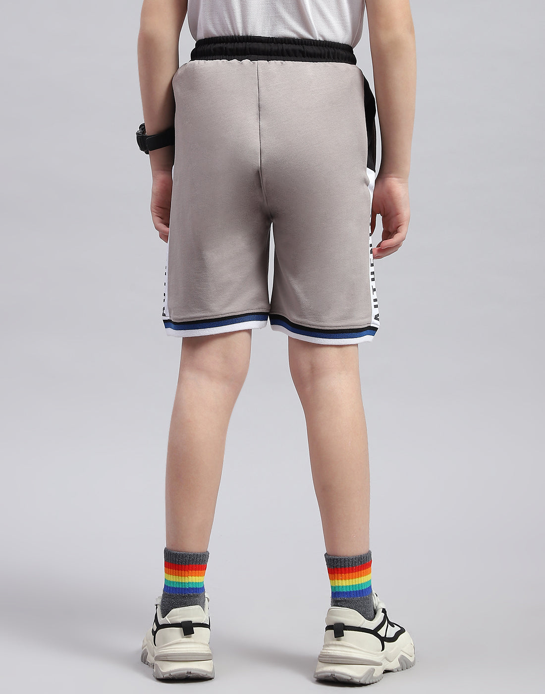 Boys Grey Printed Regular Fit Bermuda