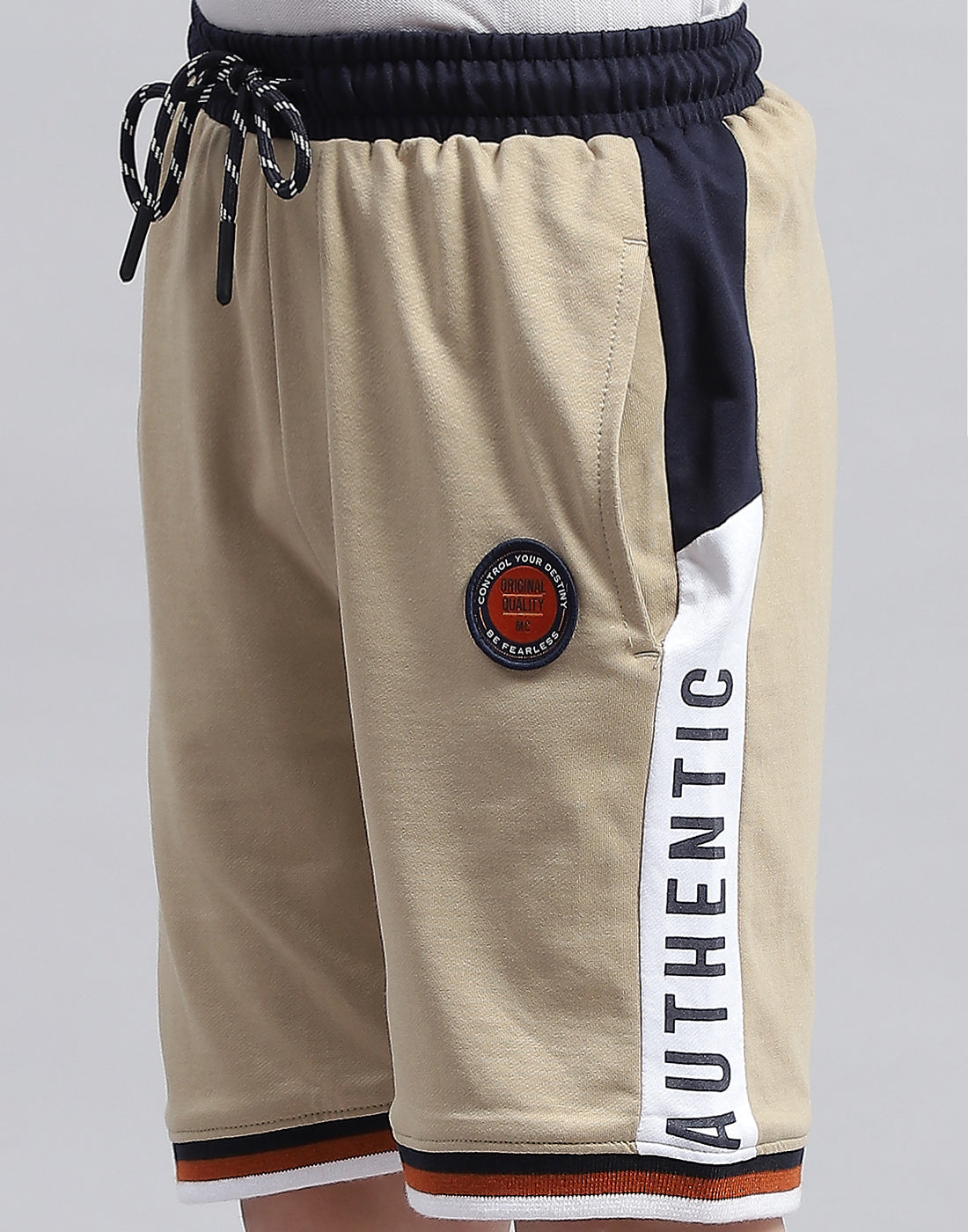 Boys Beige Printed Regular Fit Bermuda