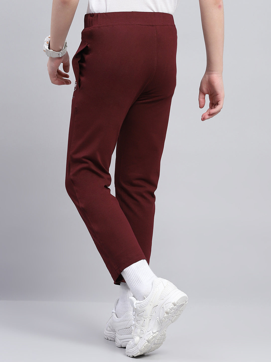 Boys Maroon Printed Regular Fit Lower
