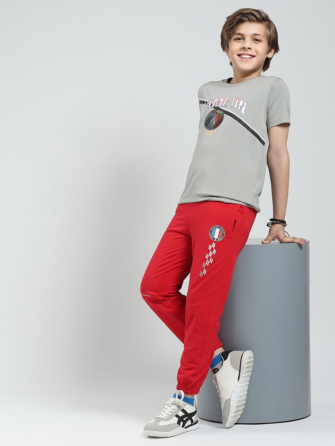 Boys Red Printed Regular Fit Lower
