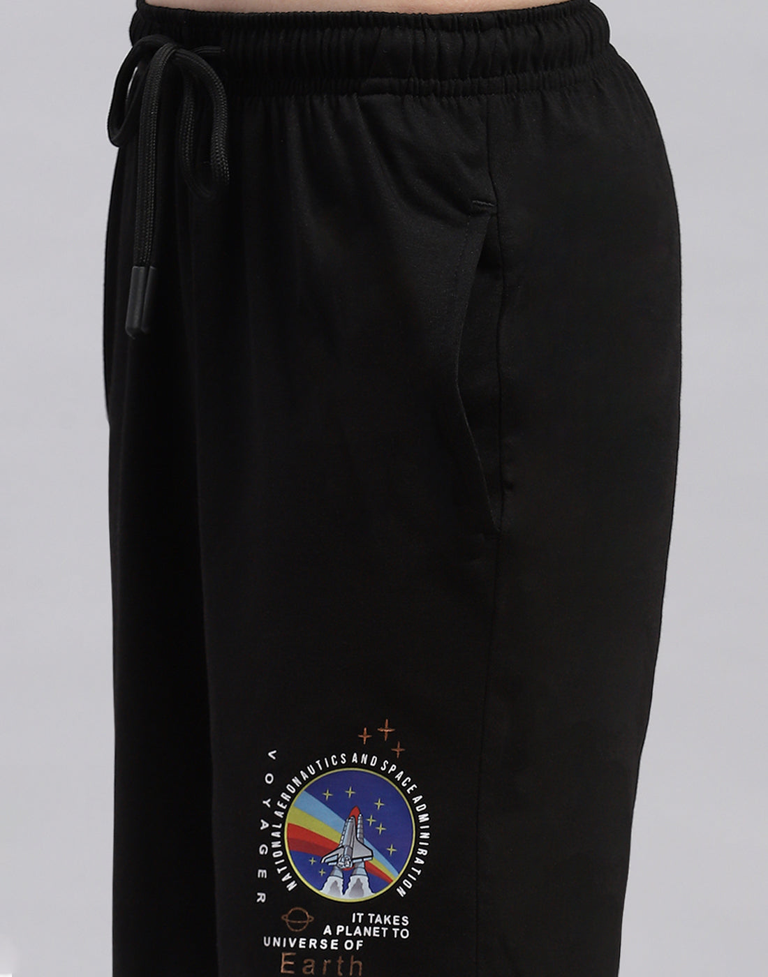 Boys Black Printed Round Neck Half Sleeve Bermuda Set