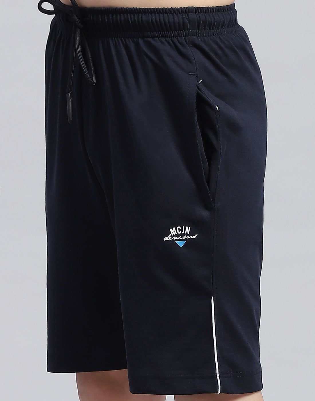 Boys Grey & Navy Blue Printed Round Neck Half Sleeve Bermuda Set