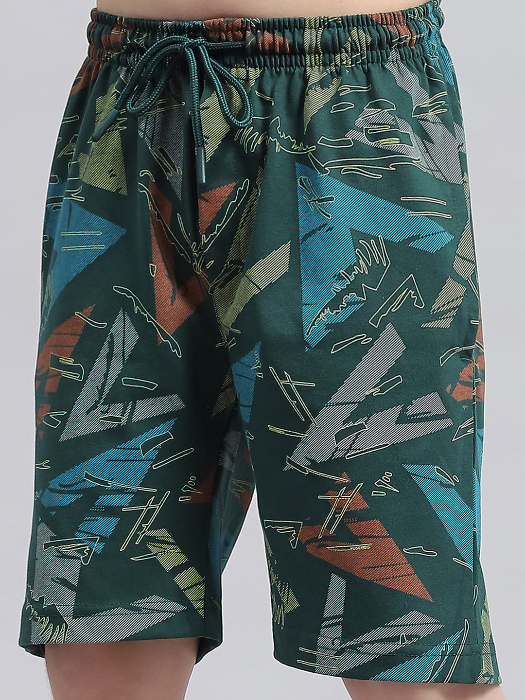 Boys Blue Printed Round Neck Half Sleeve Bermuda Set