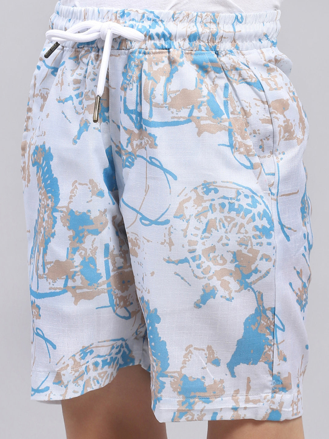 Boys Blue Printed Collar Half Sleeve Bermuda Set