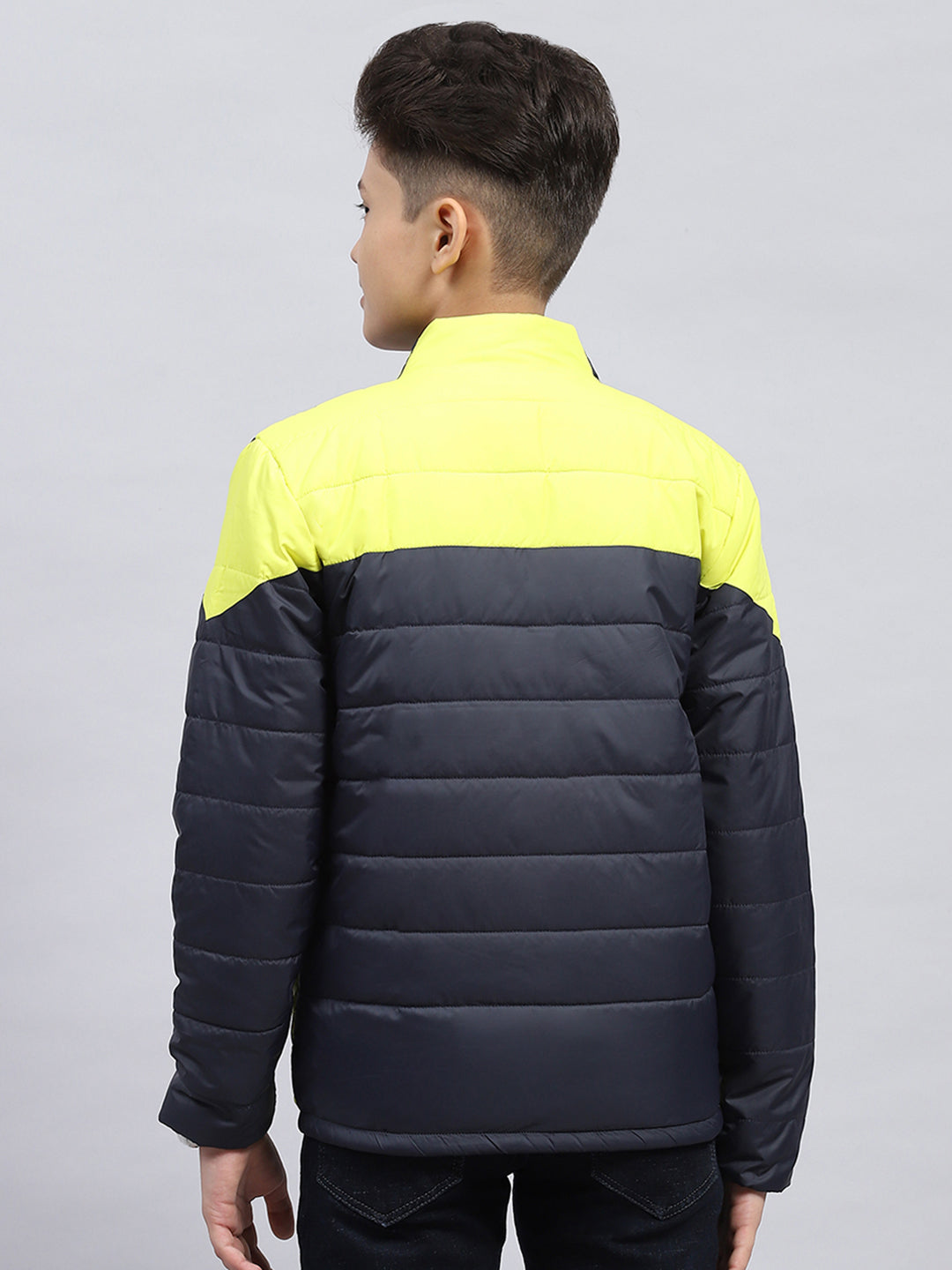Boys Black Solid Mock Neck Full Sleeve Jacket