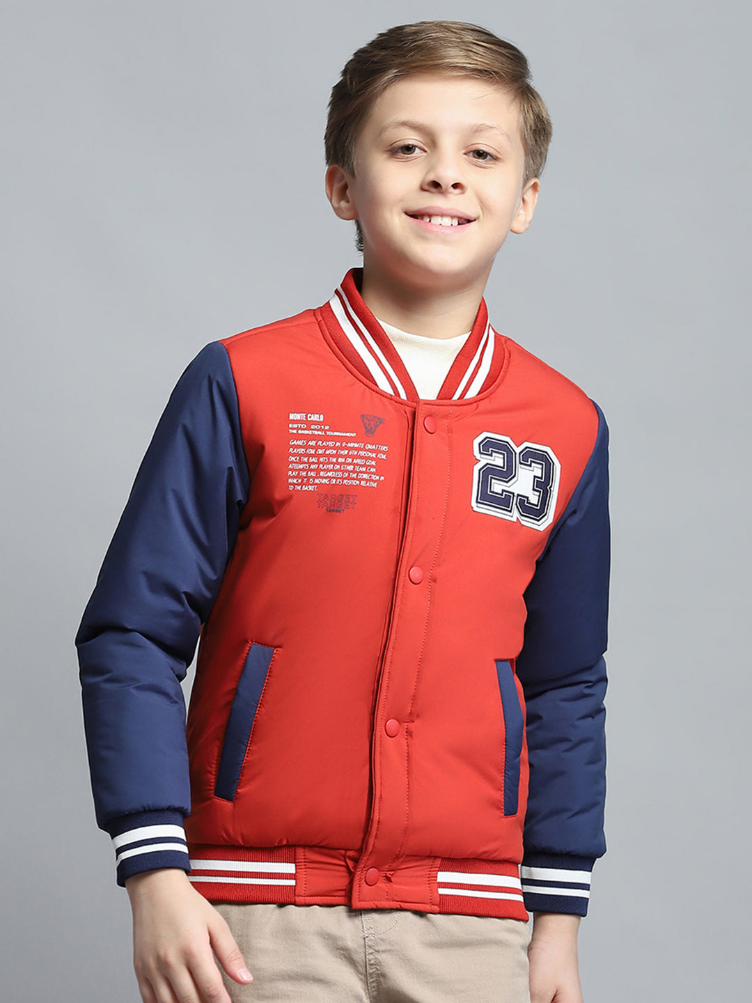 Boys Rust Printed Mock Neck Full Sleeve Jacket