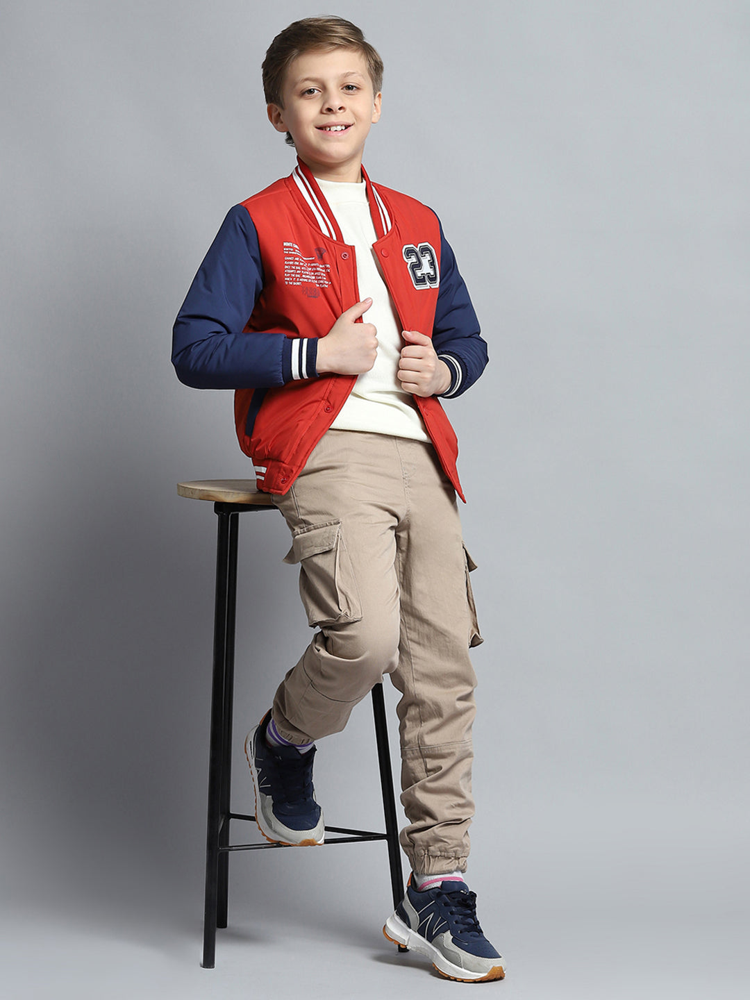 Boys Rust Printed Mock Neck Full Sleeve Jacket