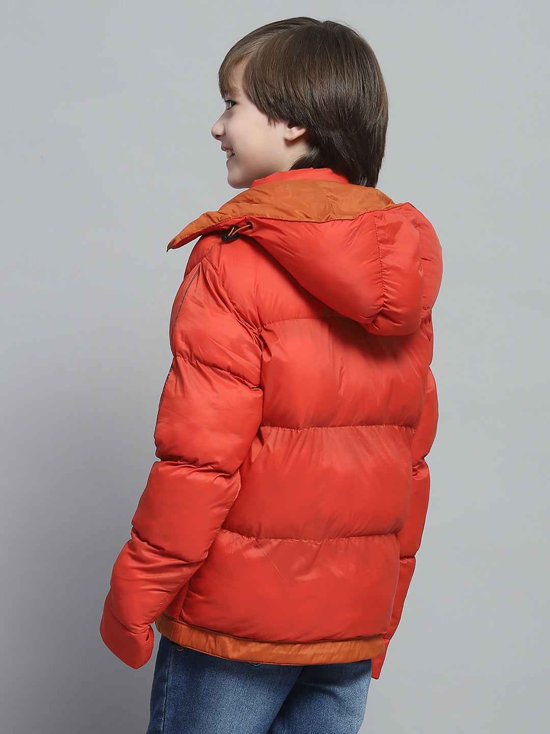 Boys Rust Solid Hooded Full Sleeve Jacket