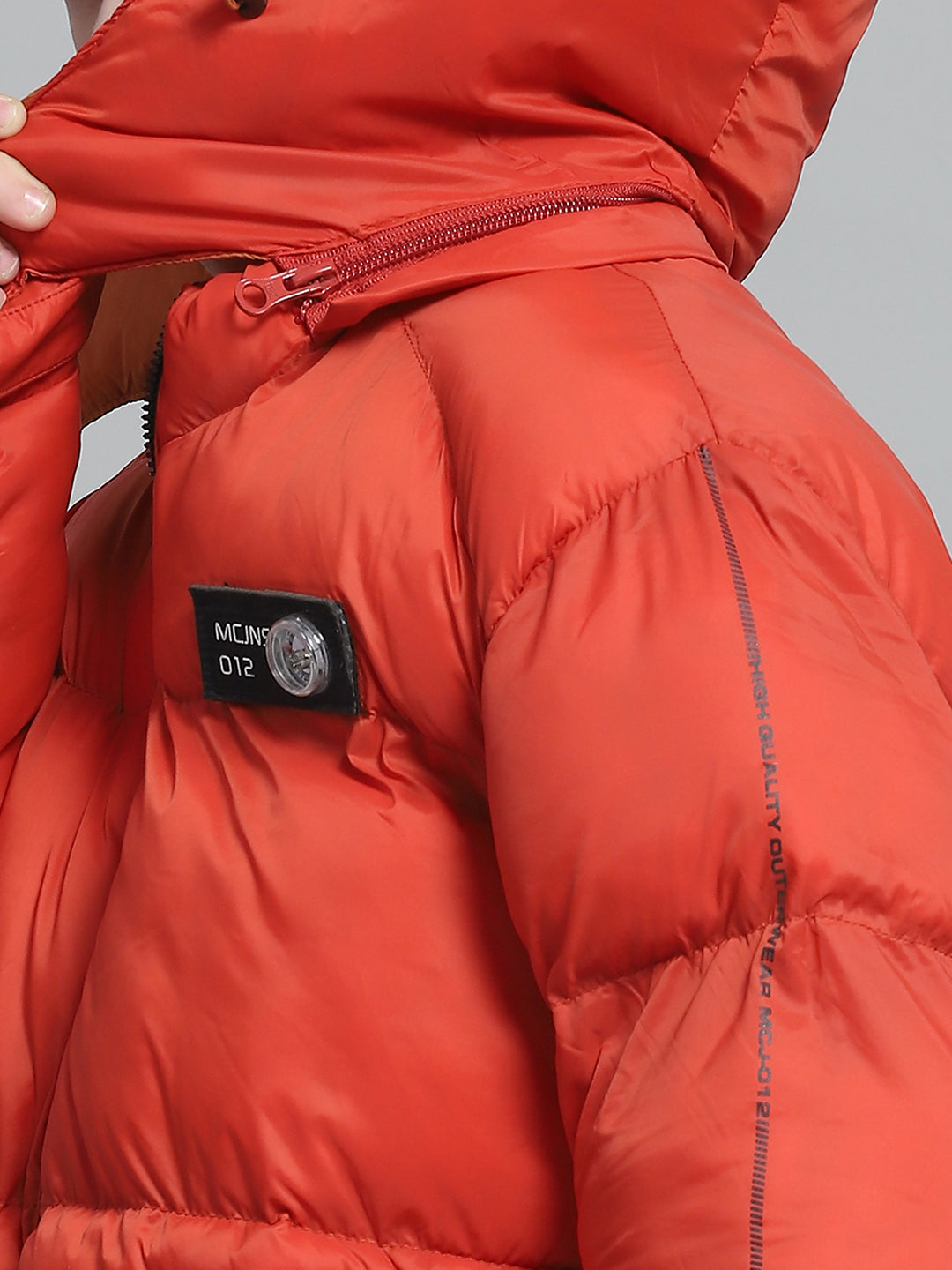 Boys Rust Solid Hooded Full Sleeve Jacket