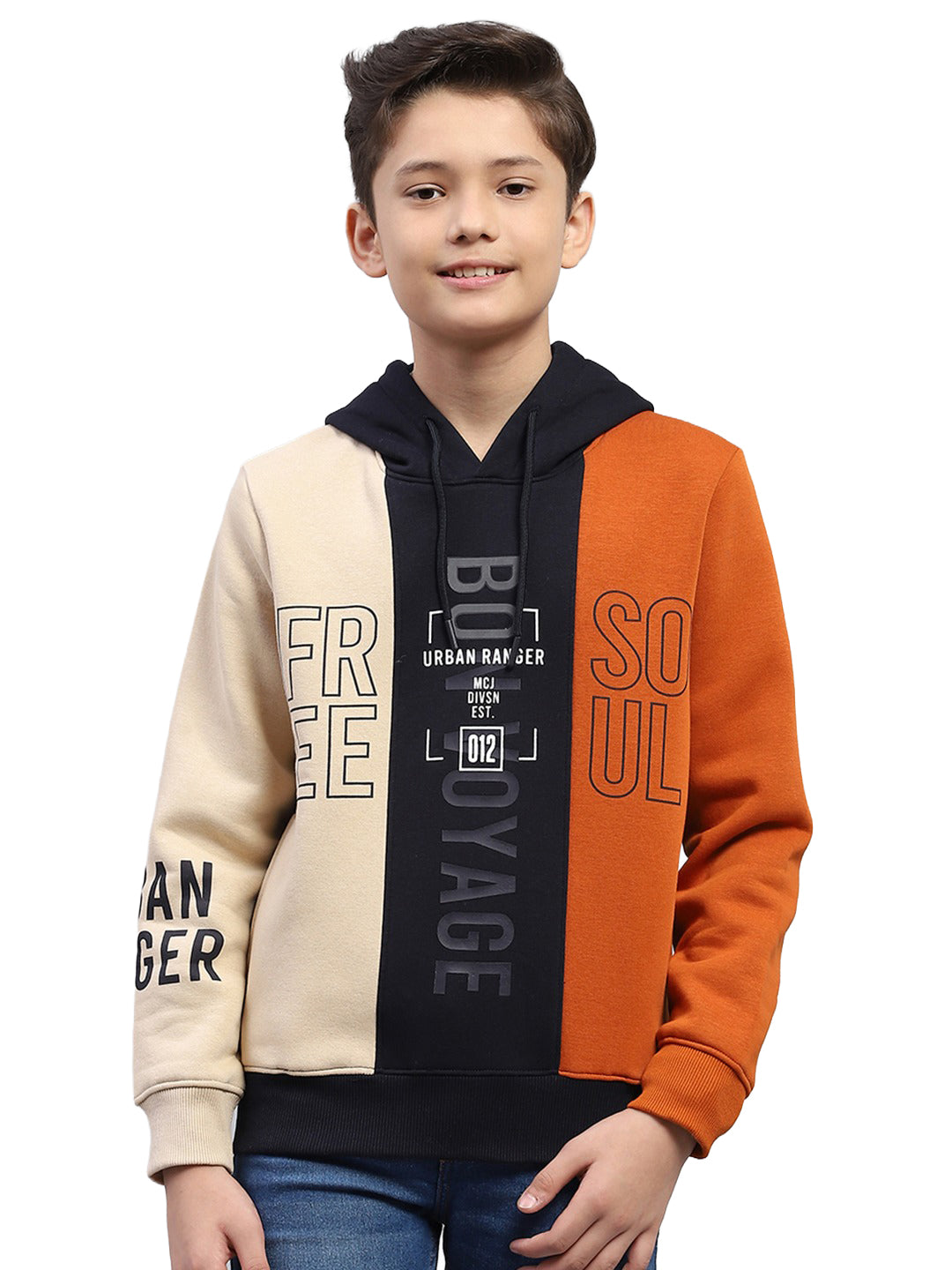 Boys Multicolor Printed Hooded Full Sleeve Sweatshirt
