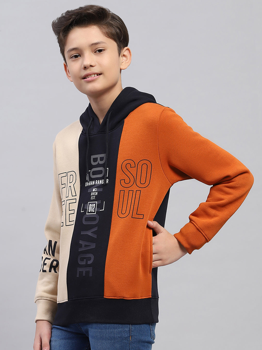 Boys Multicolor Printed Hooded Full Sleeve Sweatshirt