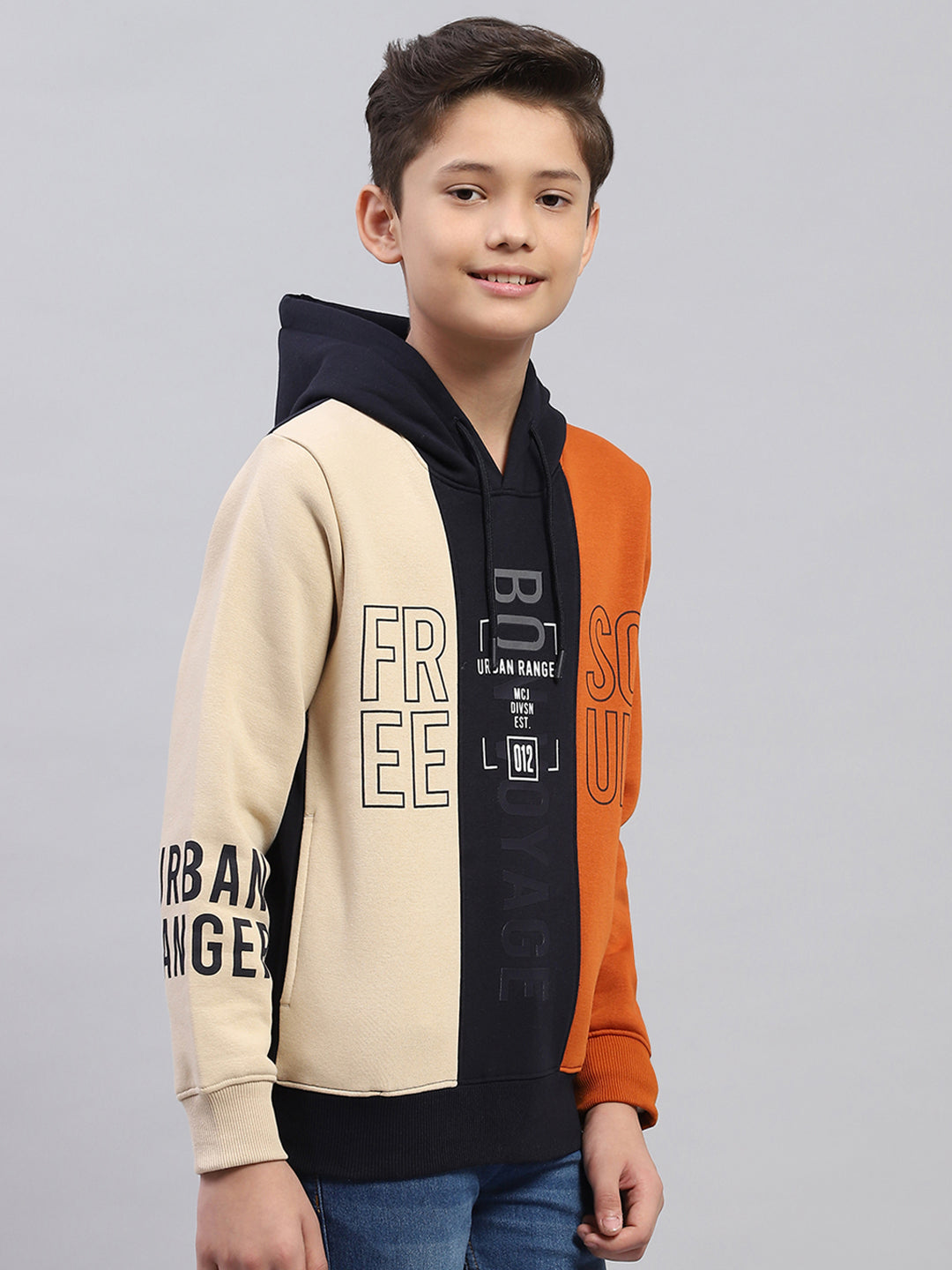 Boys Multicolor Printed Hooded Full Sleeve Sweatshirt