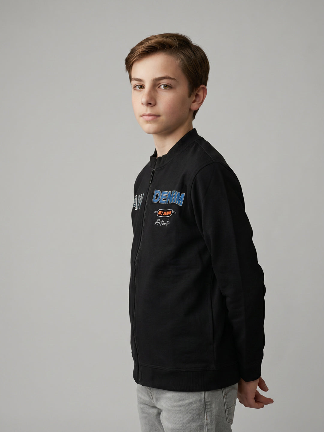 Boys Black Printed Round Neck Full Sleeve Sweatshirt with T-Shirt