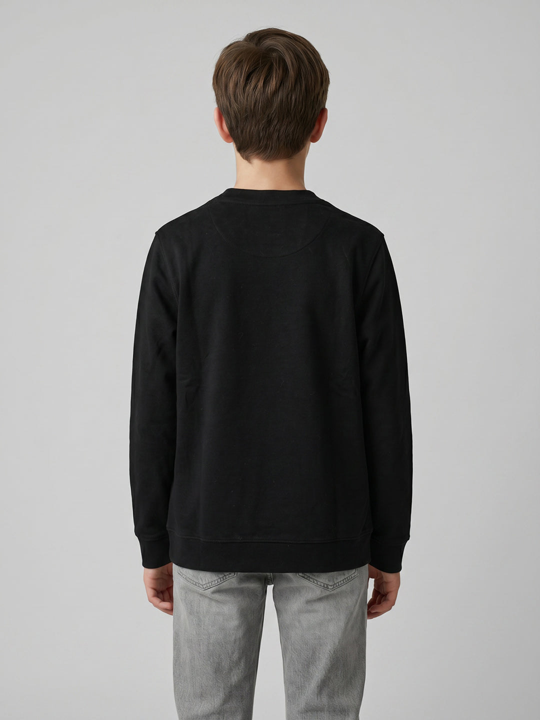 Boys Black Printed Round Neck Full Sleeve Sweatshirt with T-Shirt