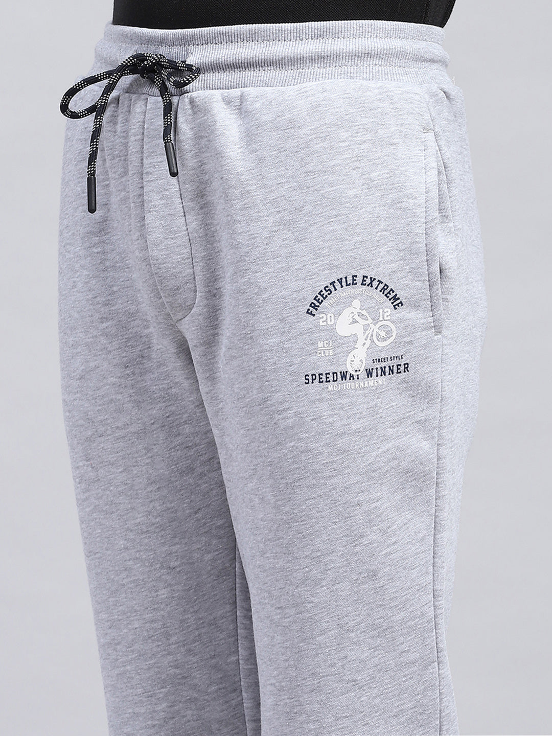 Boys Grey Printed Regular Fit Lower