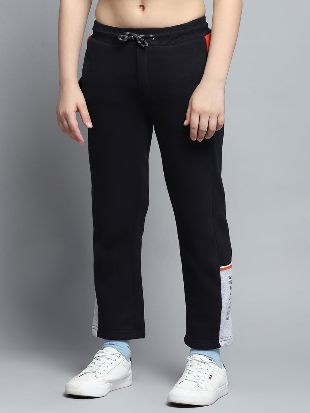 Boys Navy Blue Printed Hooded Full Sleeve Tracksuit