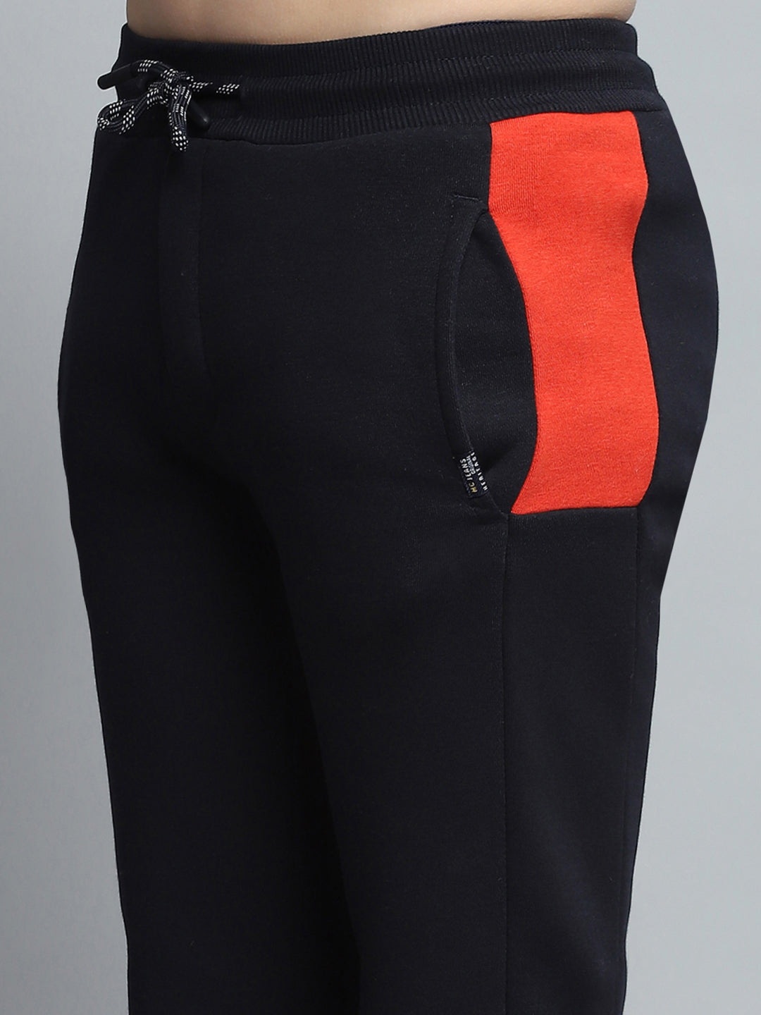 Boys Navy Blue Printed Hooded Full Sleeve Tracksuit