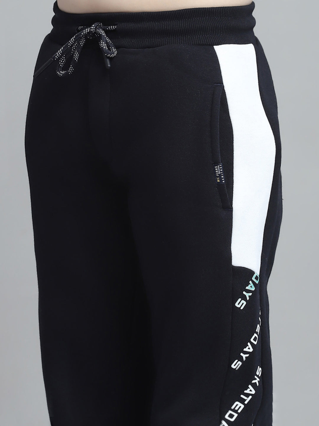 Boys Navy Blue Printed Hooded Full Sleeve Tracksuit