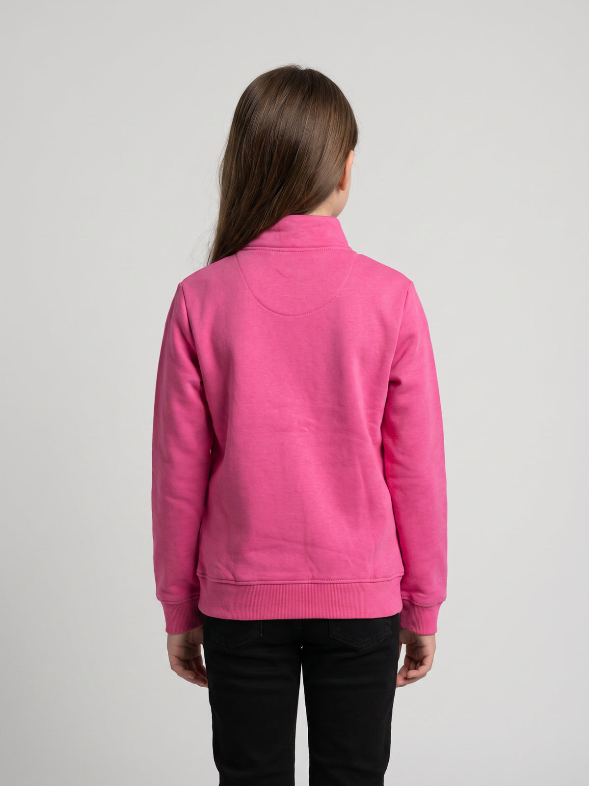 Girls Magenta Printed Turtle Neck Full Sleeve Sweater