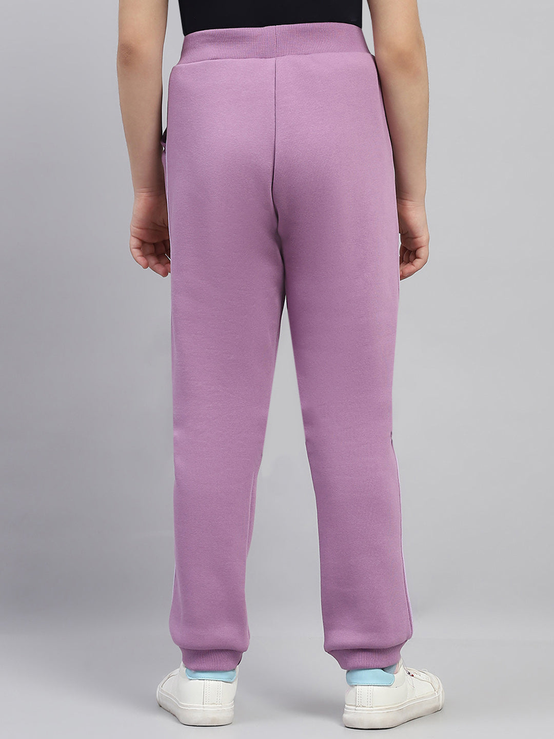 Girls Purple Solid Regular Fit Lower