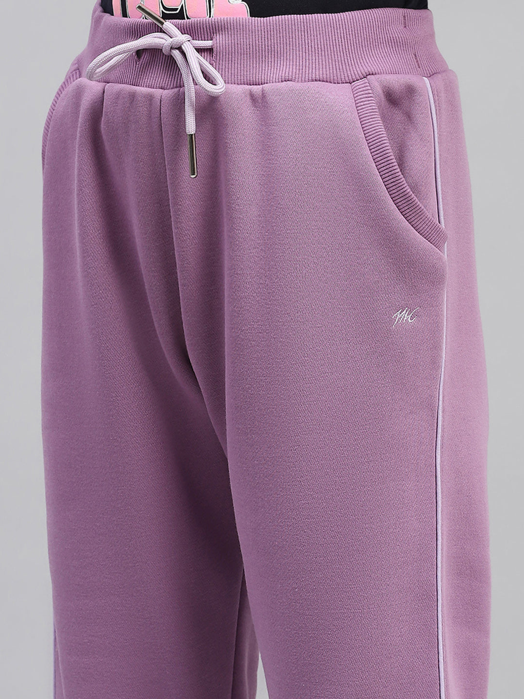 Girls Purple Solid Regular Fit Lower