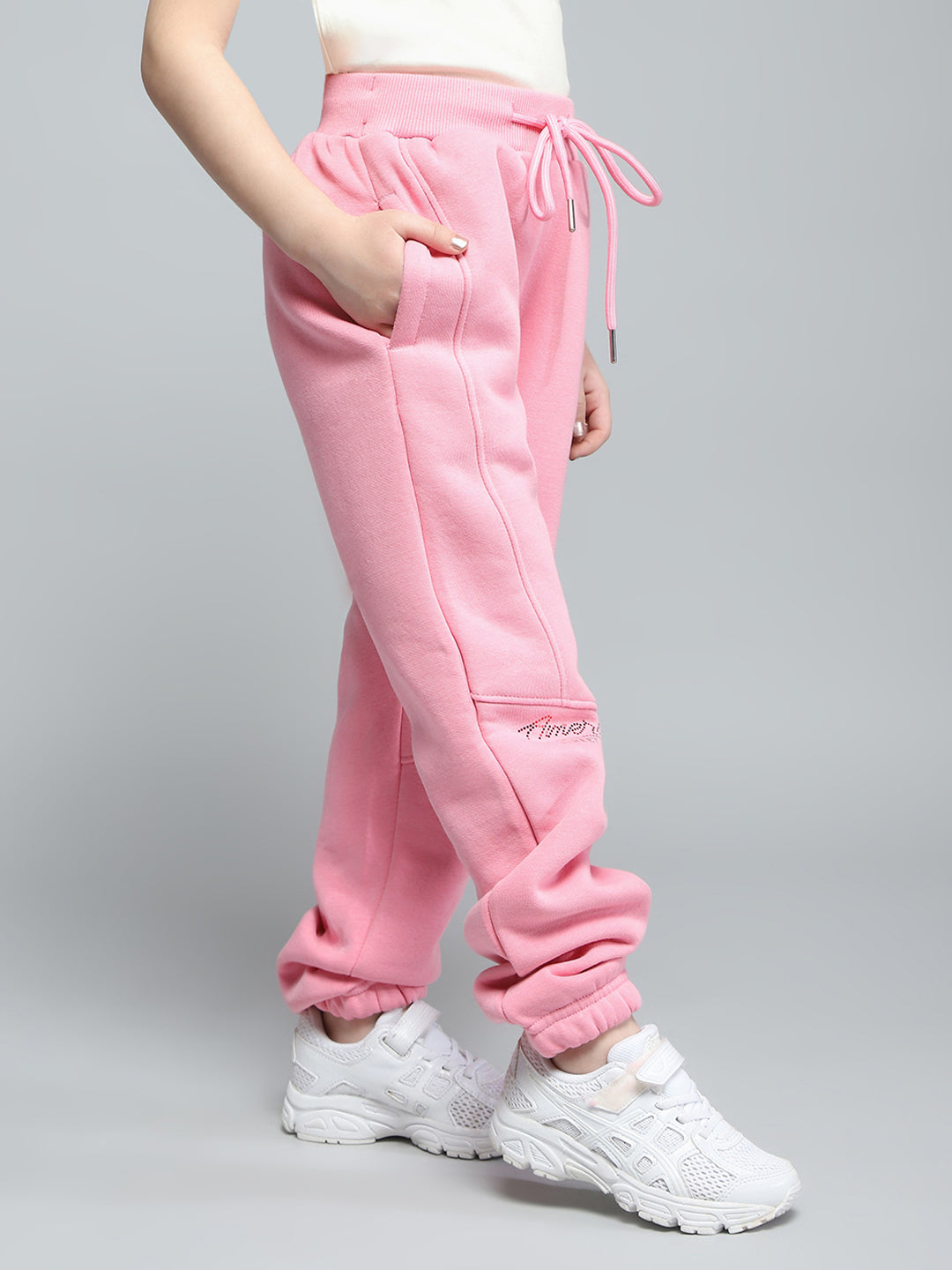 Girls Pink Printed Regular Fit Lower