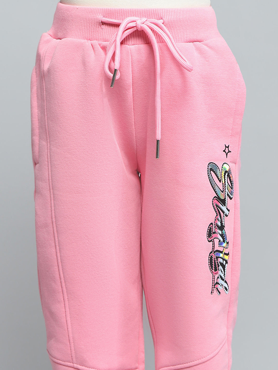 Girls Pink Printed Regular Fit Lower