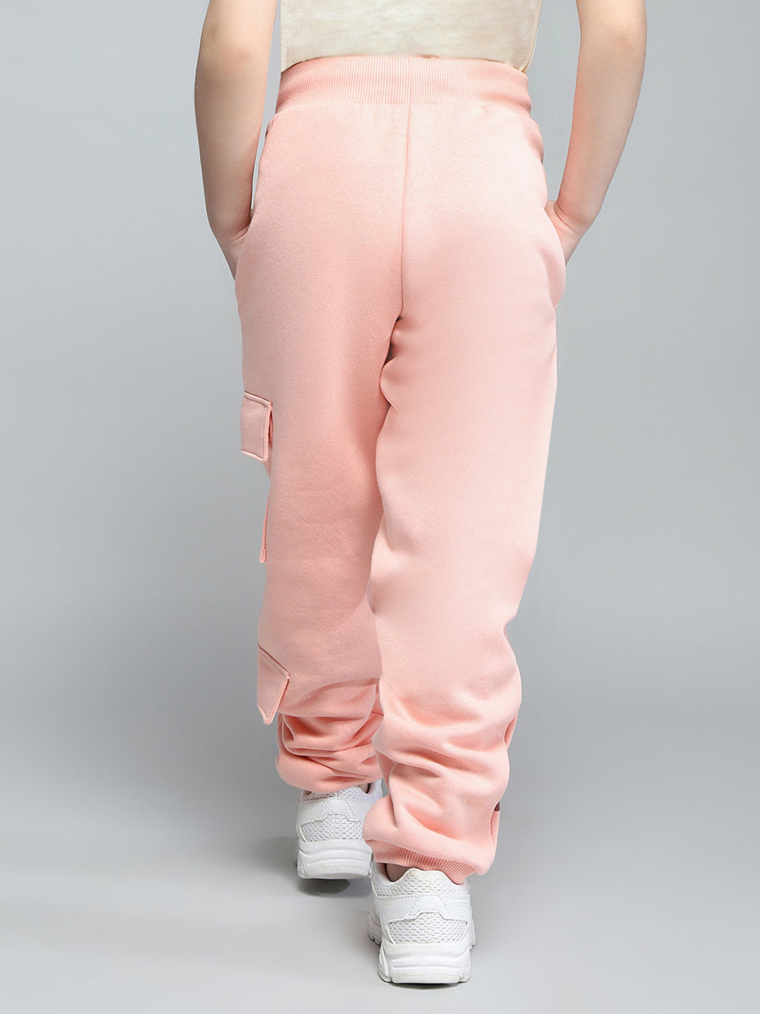 Girls Peach Printed Regular Fit Lower