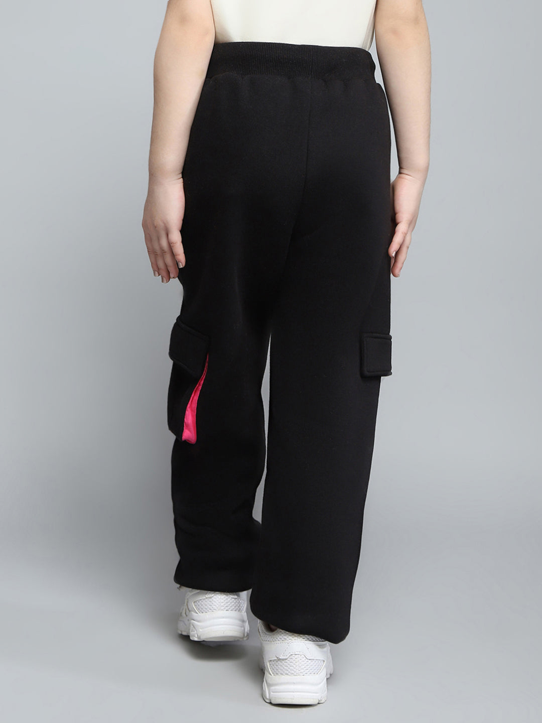 Girls Black Printed Regular Fit Lower