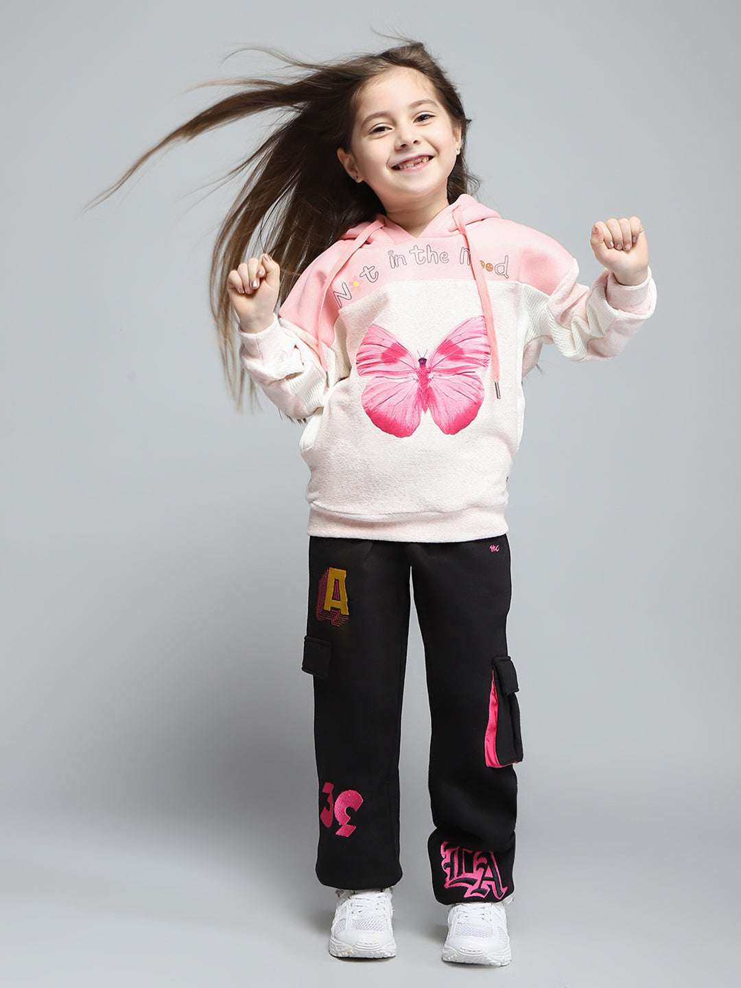 Girls Black Printed Regular Fit Lower