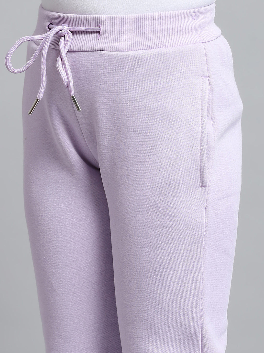 Girls Purple Printed Round Neck Full Sleeve Tracksuit