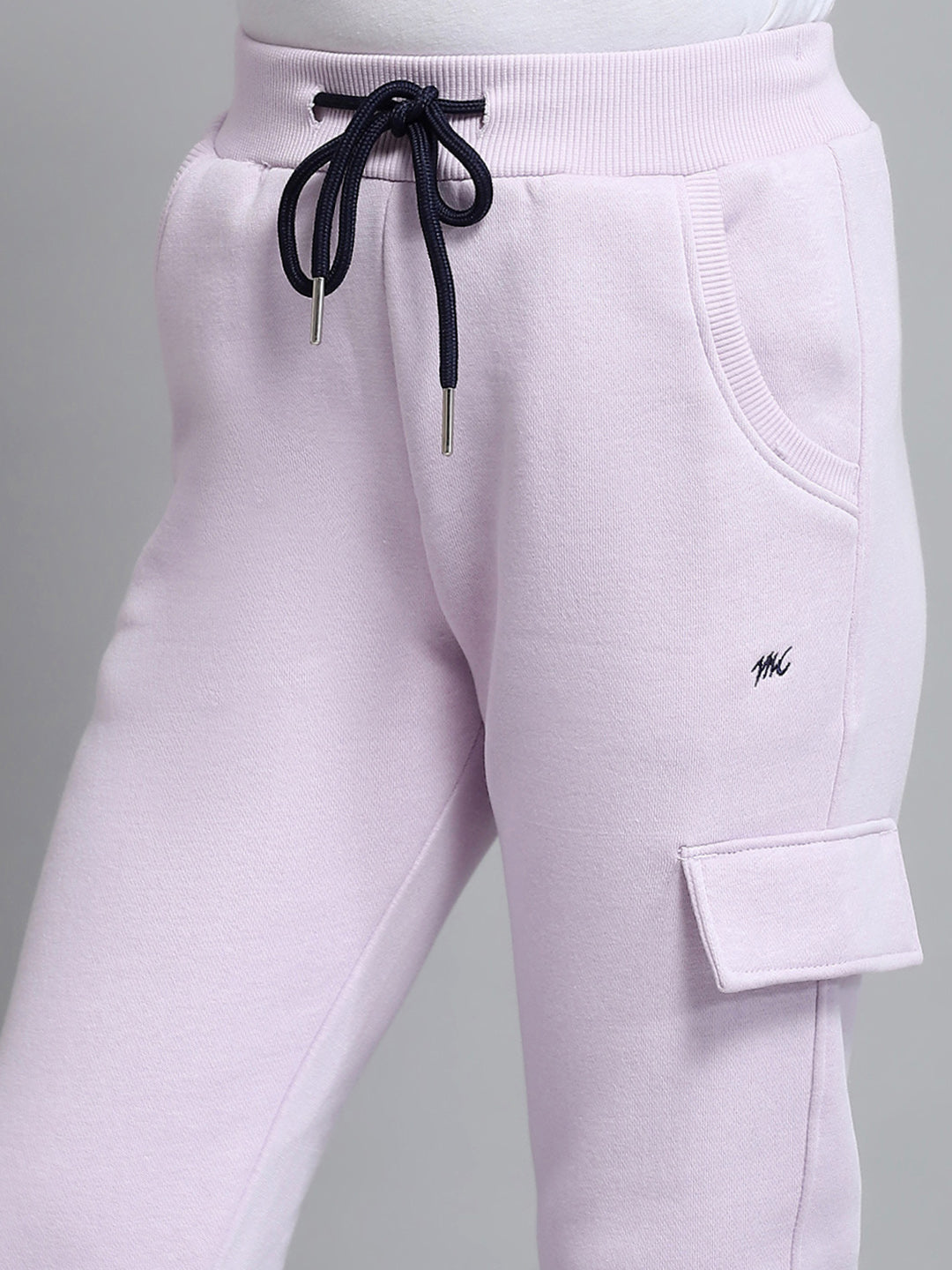 Girls Purple Printed Hooded Full Sleeve Tracksuit