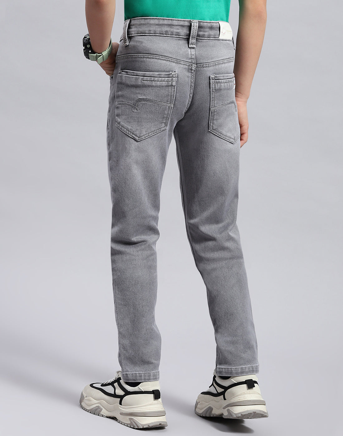Boys Grey Light Wash Slim Fit Denim