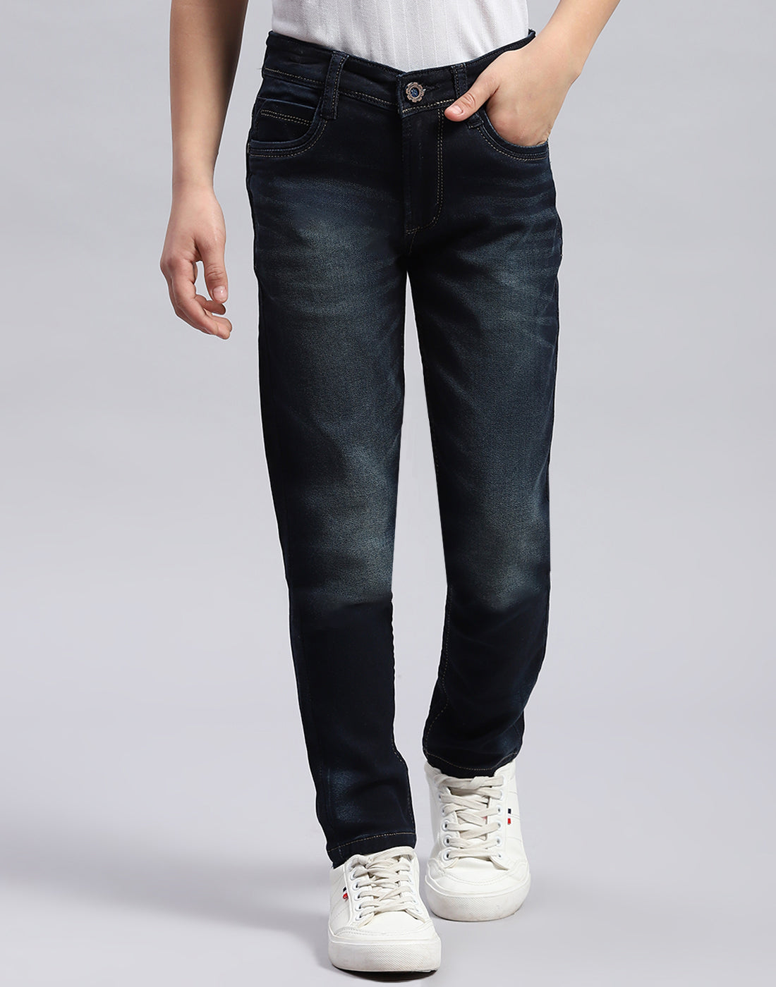 Boys Blue Light Wash Slim Fit Denim
