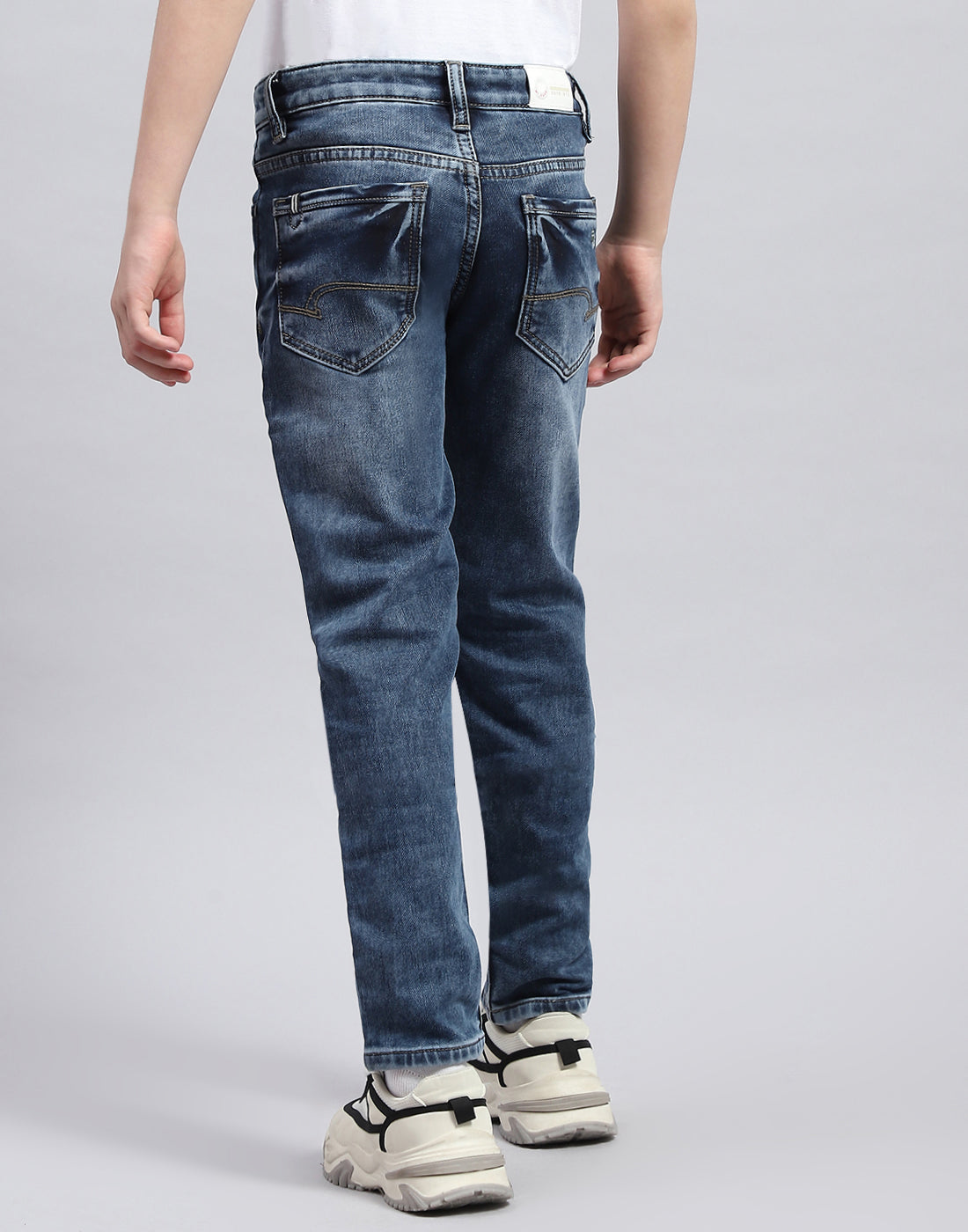 Boys Blue Solid Slim Fit Denim