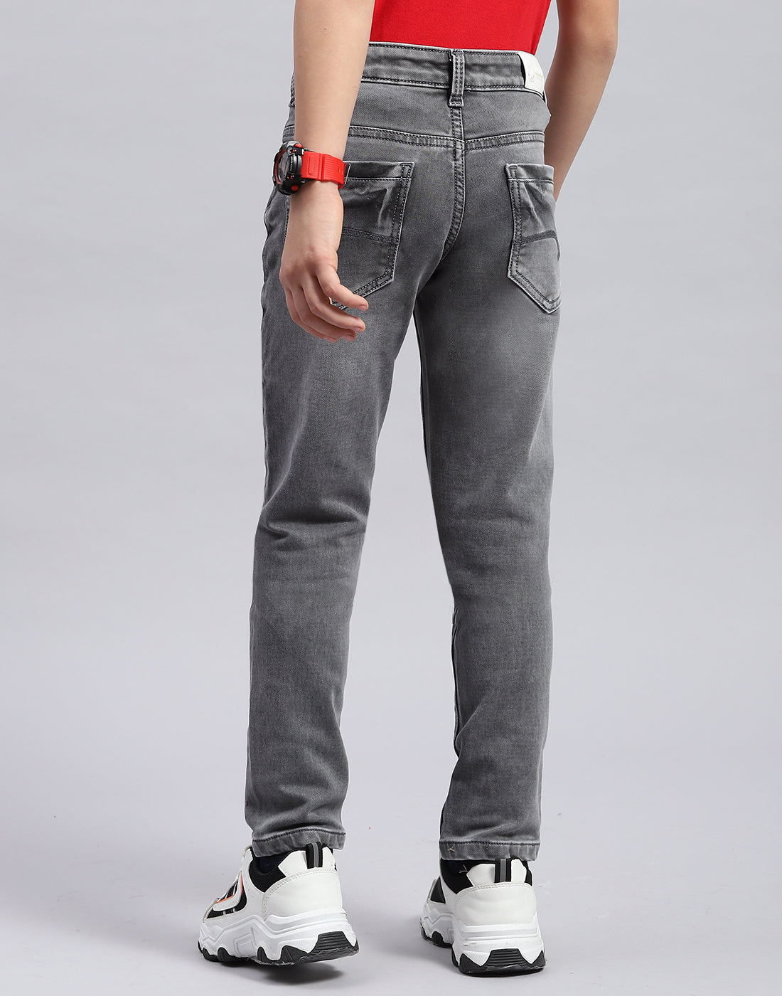 Boys Grey Light Wash Slim Fit Denim